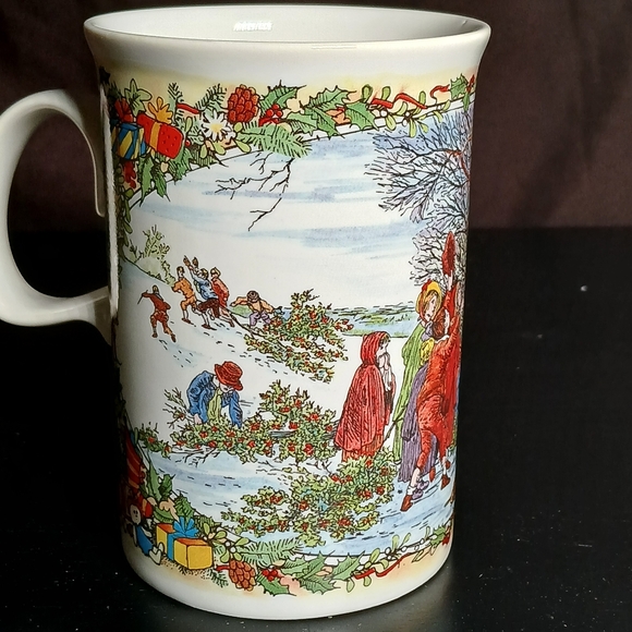 VTG Gathering Mistletoe Dunoon Coffee Mug Victorian Christmas Santa Scotland - Picture 4 of 8